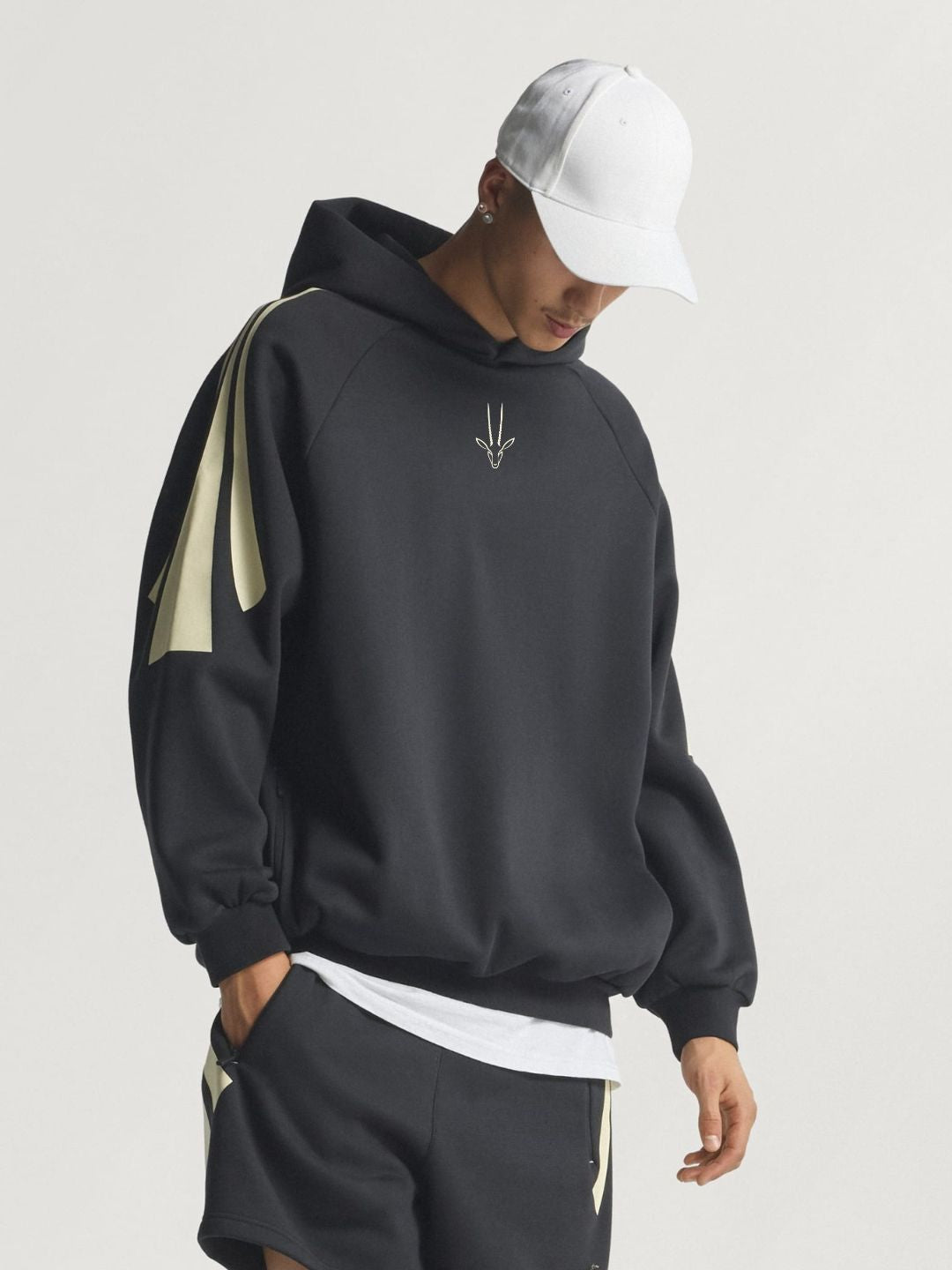 Athletic Charcoal Stripe Panel Hoodie