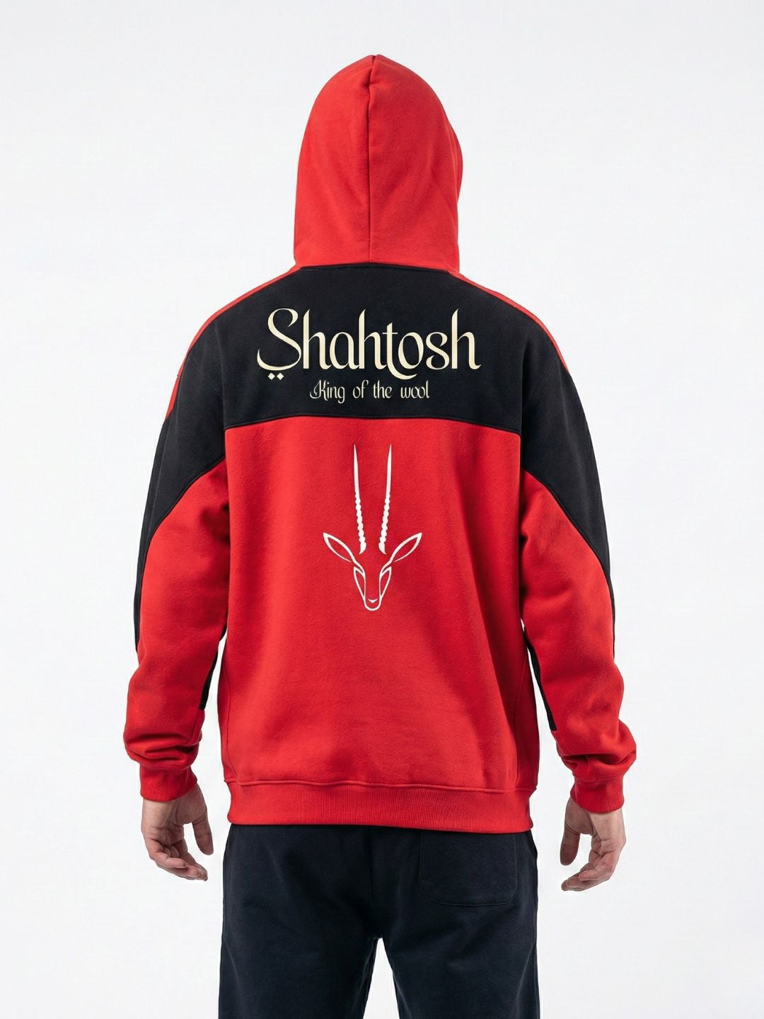 Bold Red & Black Contrast Hoodie