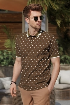 Printed Design Premium Cotton Casual Men’s Polo Shirt