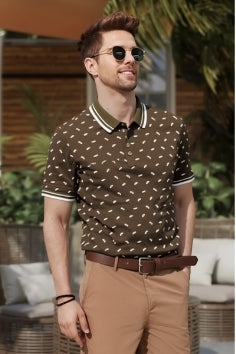 Printed Design Premium Cotton Casual Men’s Polo Shirt