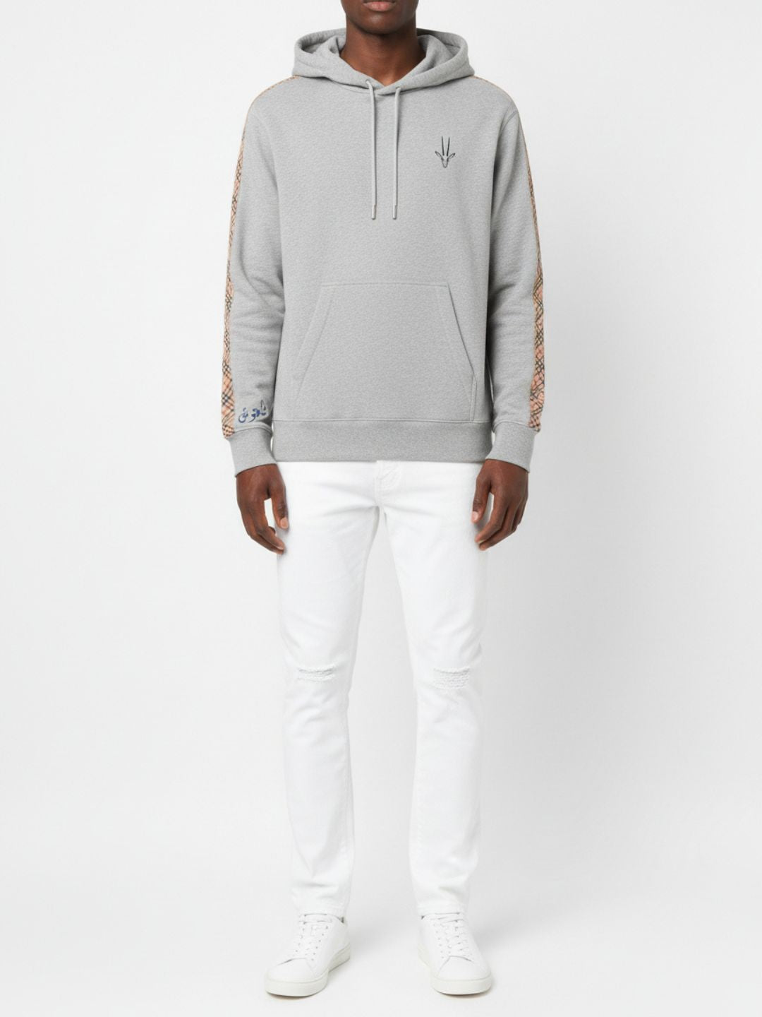 Heritage Grey Tartan Sleeve Panel Hoodie