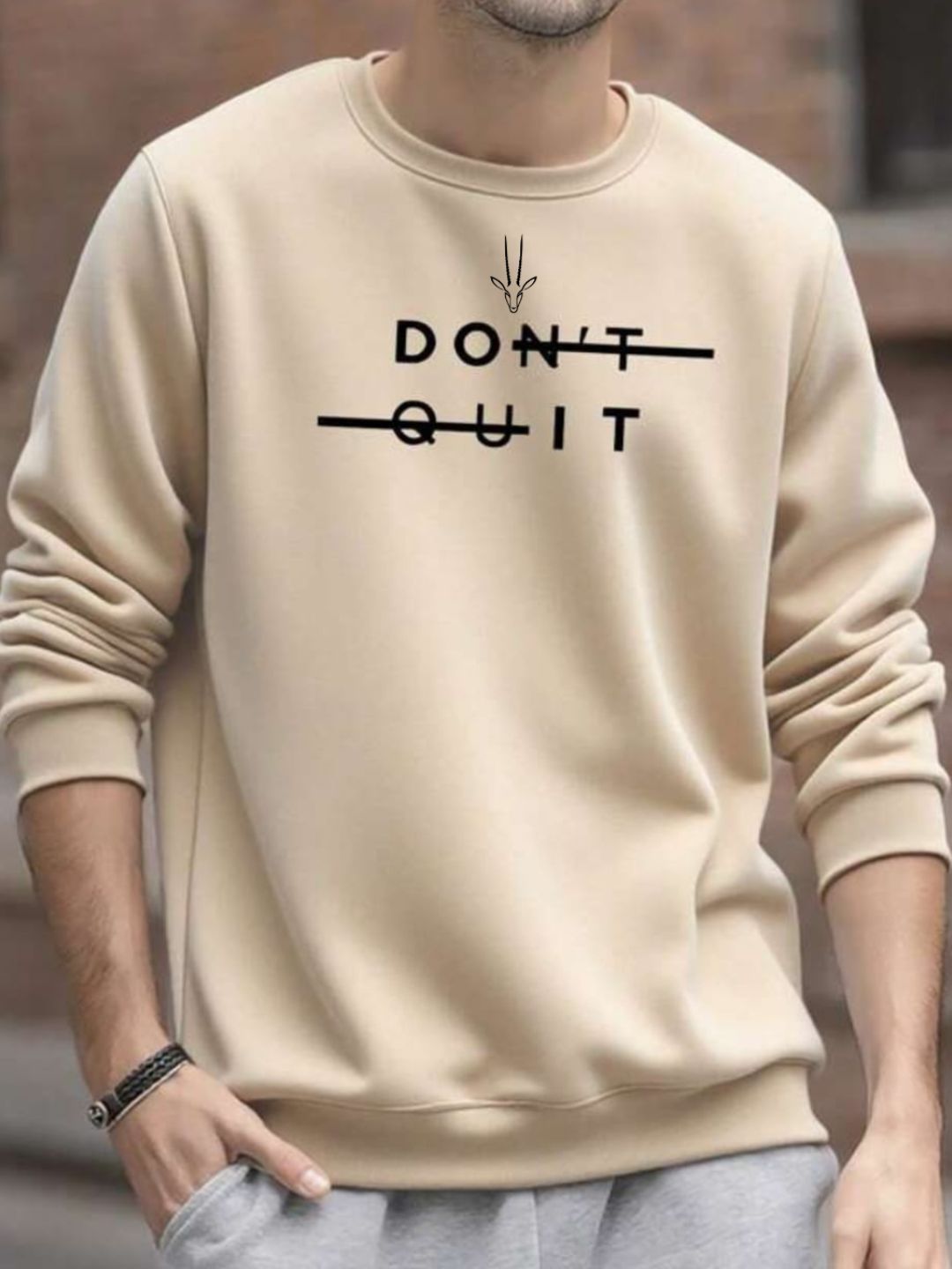 Sand Beige Don't Quit Crewneck Sweat