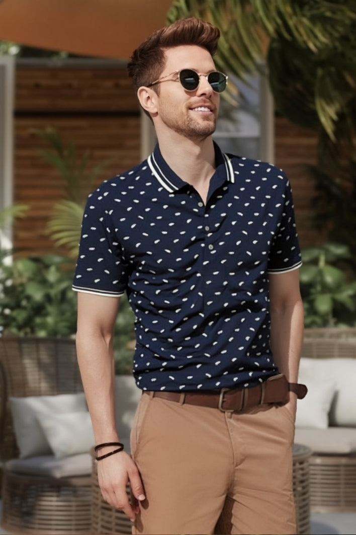 Printed Design Premium Cotton Casual Men’s Polo Shirt