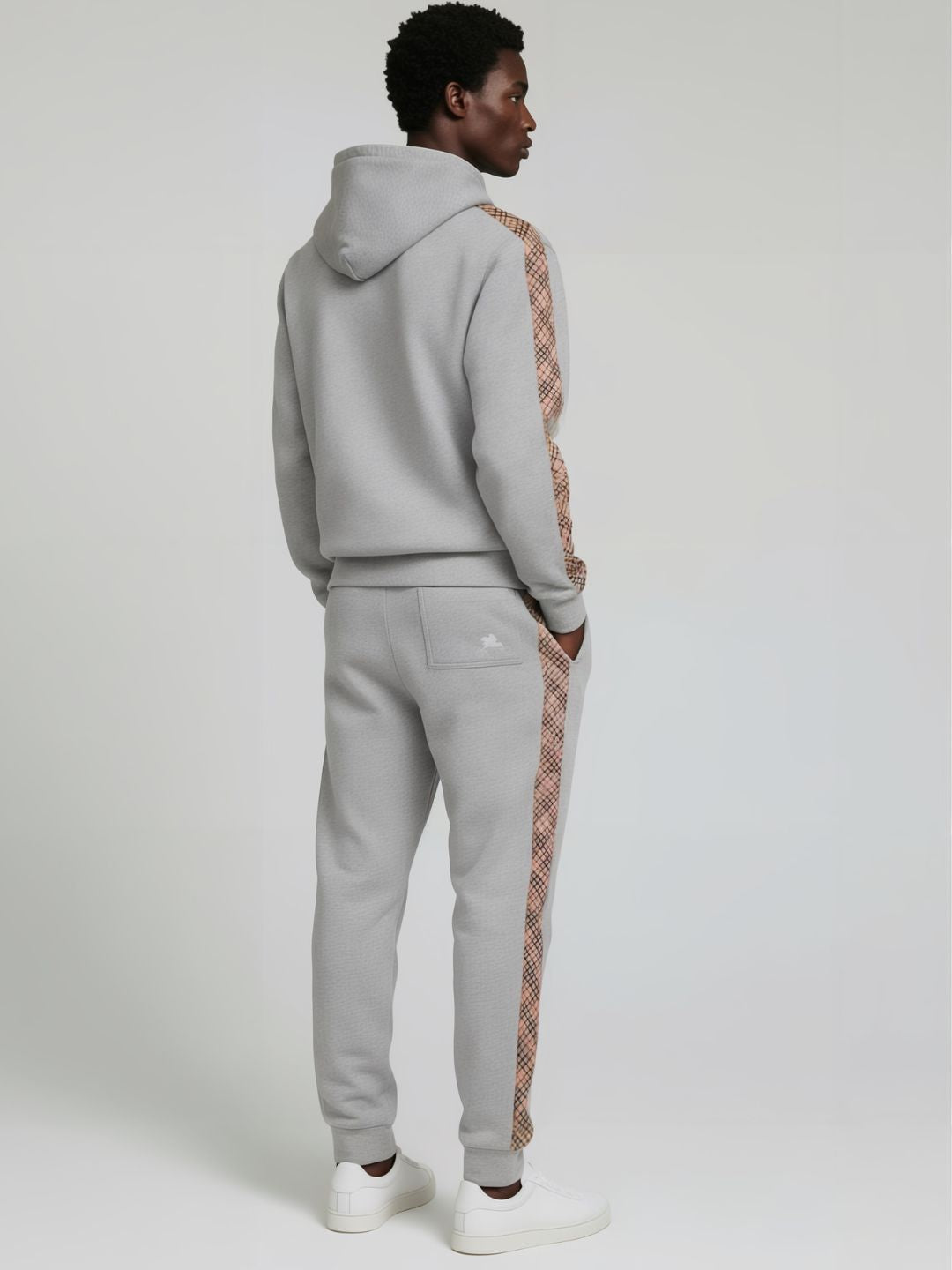 Heritage Grey Tartan Sleeve Panel Hoodie