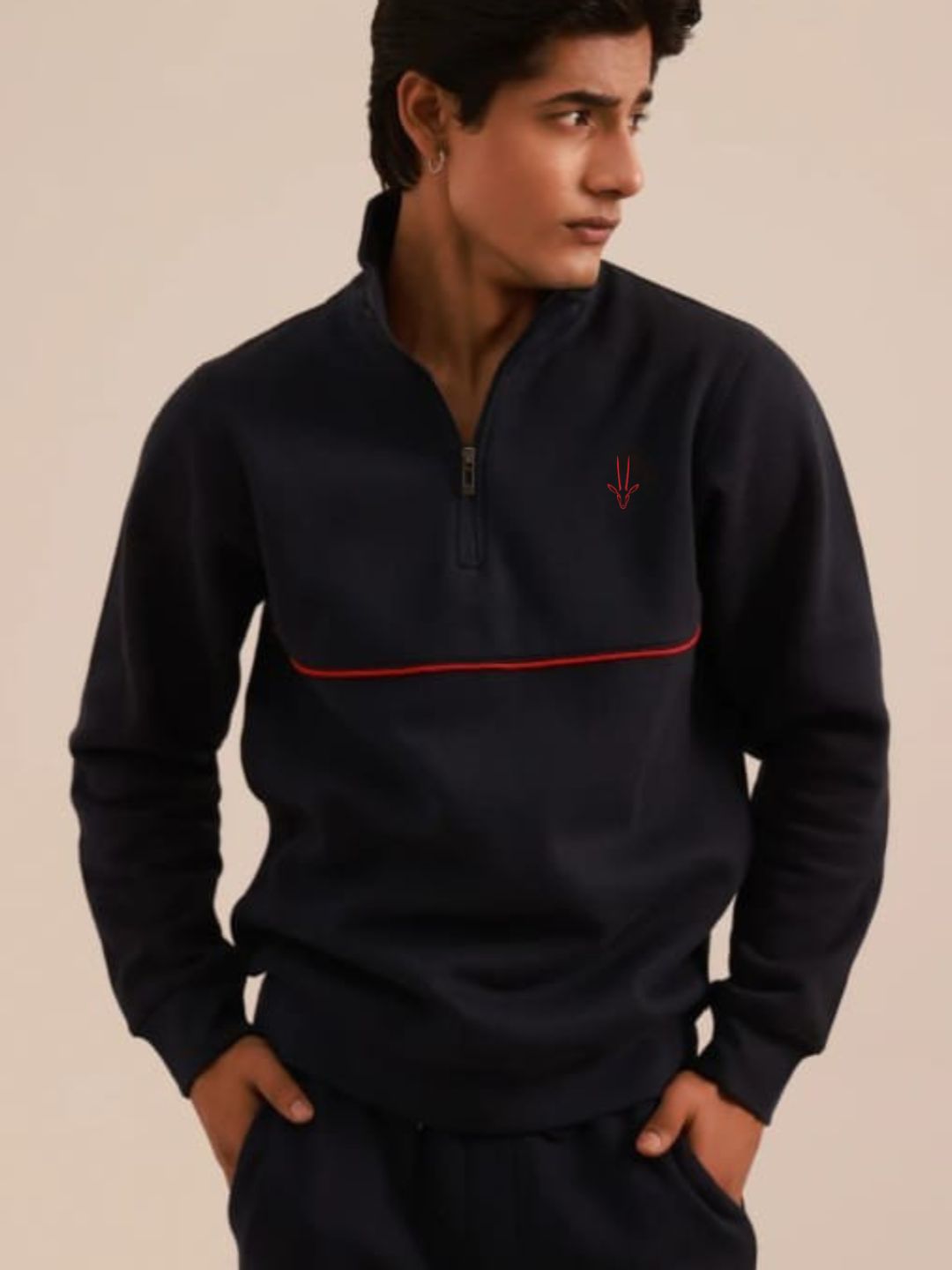 Midnight Navy Crimson Quarter Zip